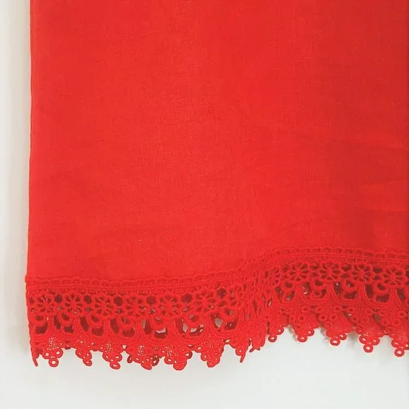 NWT Rosemarine Made In Italy Linen Crochet Hem Bow Tie Back Midi Dress - Picture 7 of 8